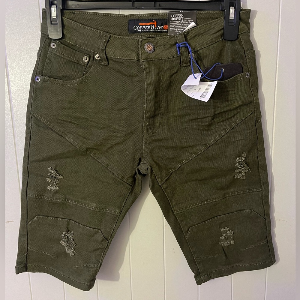 Dark Green Jean Shorts.